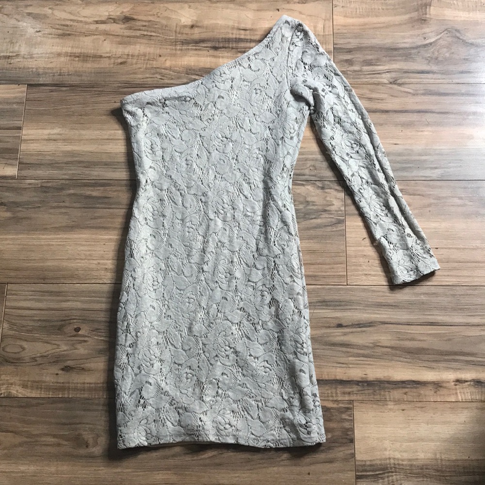 Zara lace one shoulder long sleeves mini dress